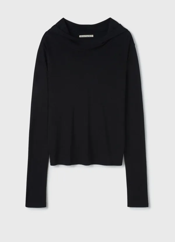 Soft High-Neck Hoodie / Black