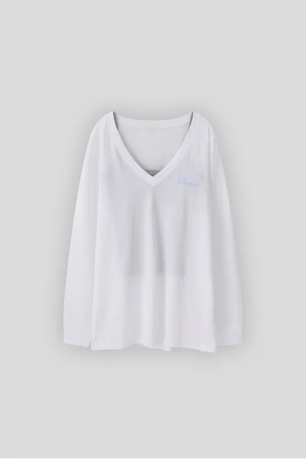 (2nd re-stock) T/T Deep v-neck layered top (white)
