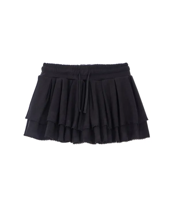 Lace Cancan Mini Skirt [Black]