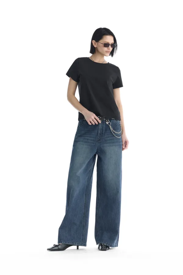Essential Silky Cotton T-Shirts [ Black ]