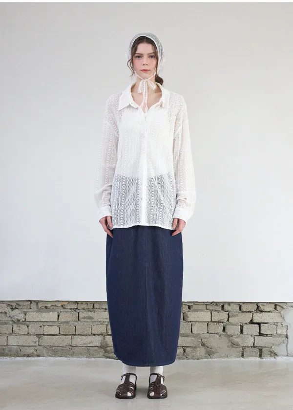 [44-120]  Rosalind Over Fit Crochet Shirt  로잘린드 오버핏 크로쉐 셔츠 (봄-여름-가을-여행룩-데일리룩-마실룩-출근룩-데이트룩-꾸안꾸-살안타템-빈티지룩-크로쉐-오버핏-자체제작) 