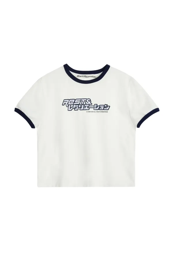 ANIME LOGO RINGER T-SHIRT - WHITE