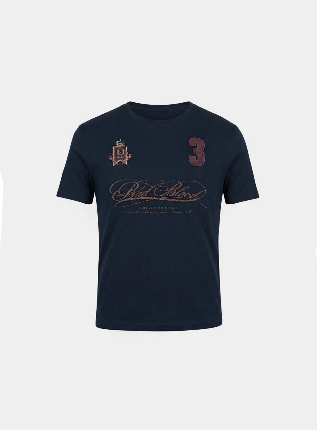 배드블러드 [w-tee26-099] Royal Classic Slim Fit Short Sleeve T-Shirt - Navy 상품 이미지 1