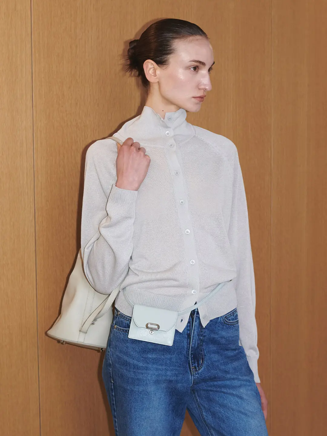 루에브르 Linen Sheer High-neck Cardigan SK5SD146_2color 상품 이미지 1