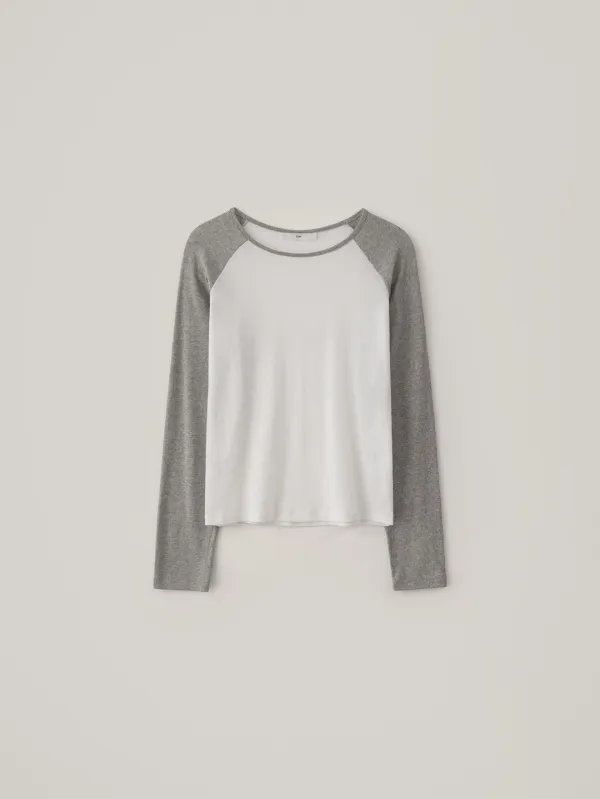 [5.29 예약 배송] Fresh Cotton Raglan Long Top - Ivory/Gray