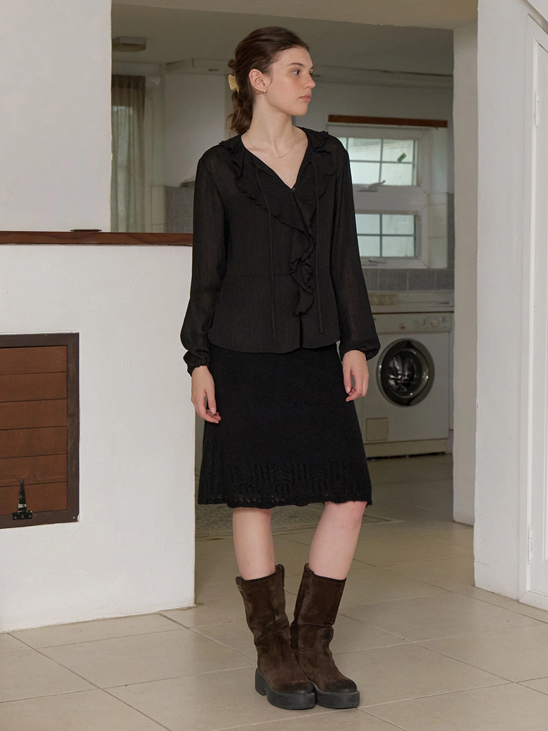 리엘 Shimmery knit skirt (black) 상품 이미지 2