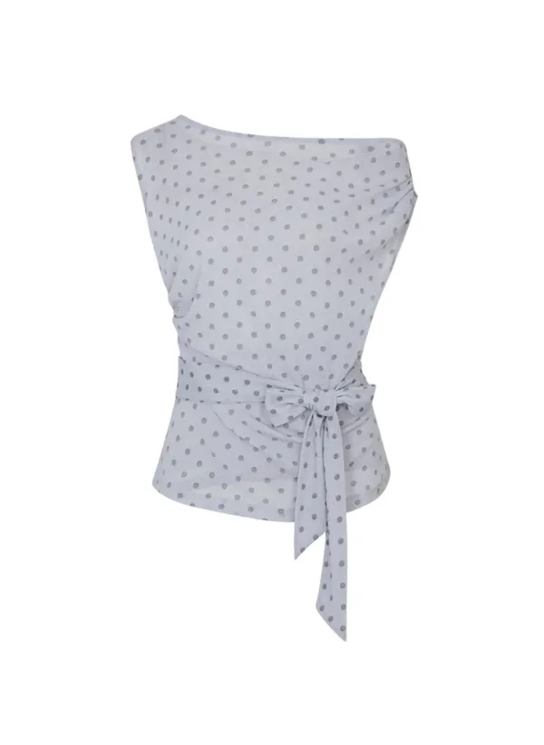 [3차] Dot Off Shoulder Top (Light Gray)
