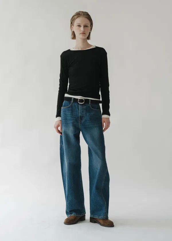 [기장선택] Round tomboy denim (deep blue)