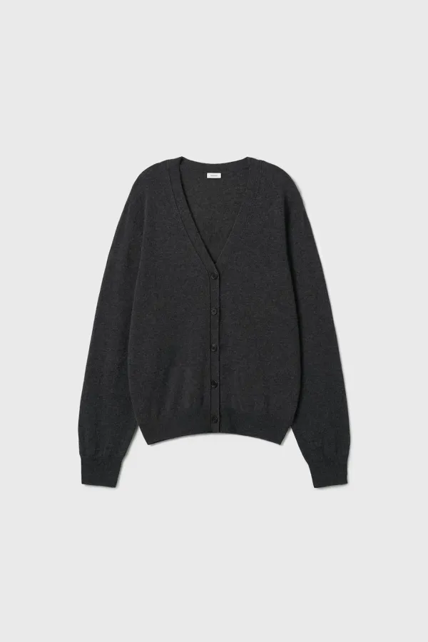 Cashmere V-Neck Cardigan (Dark Gray)
