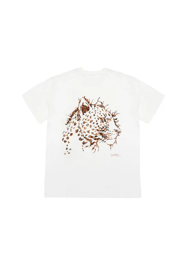 CHEETAH GRAPHIC OVERSIZED T-SHIRT WHITE
