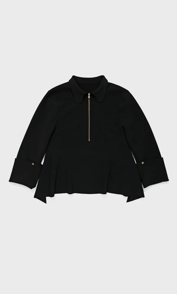 Signature A-line Zipper Top_Knife Black