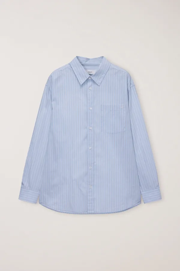[LIMITED OFFER] UNISEX INFORMAL SHIRT SOFT BLUE GREY STRIPE_UDSH6C102B1