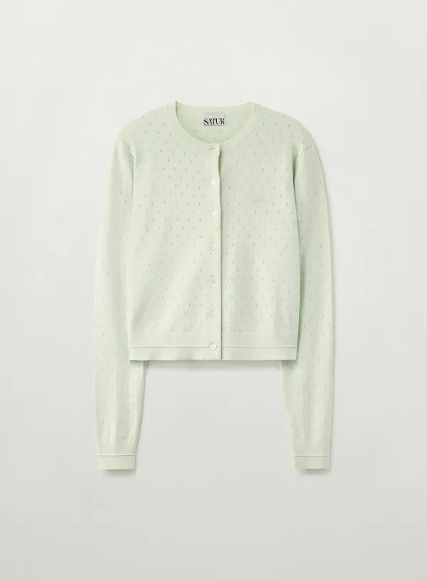 [신예은 Pick] (W) Pointel Crewneck Cardigan - Mint