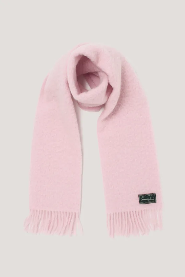 UNISEX FRINGED WOOL MUFFLER SOFT PINK