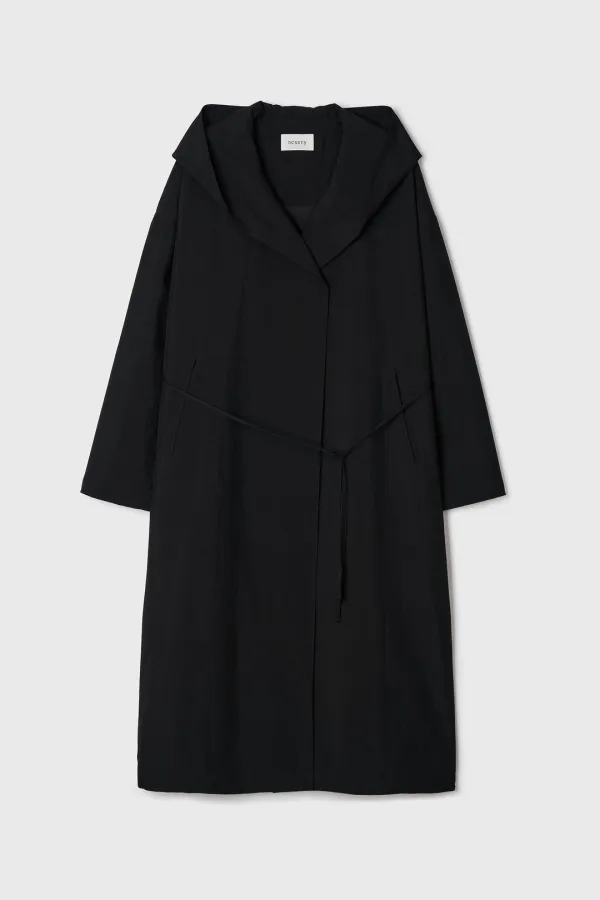 Wrap Hoodie Trench Coat (Black)