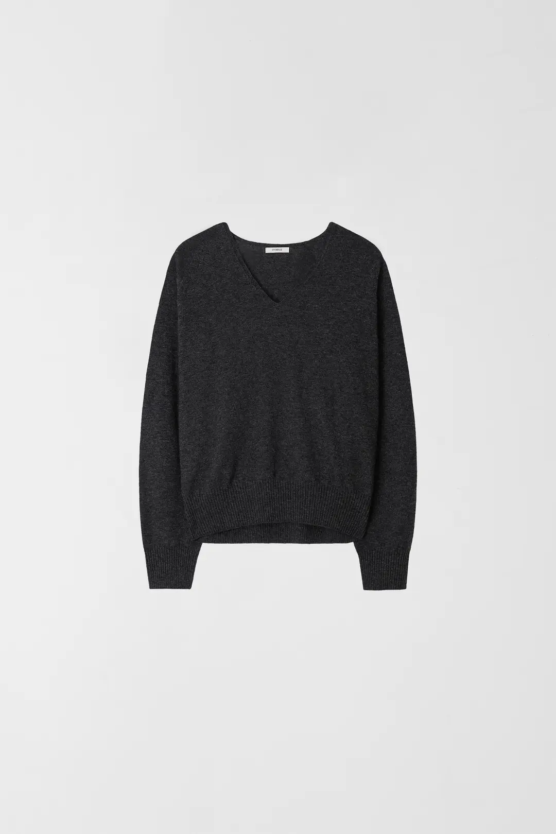 CASH MERINO V-NECK KNIT_CHARCOAL