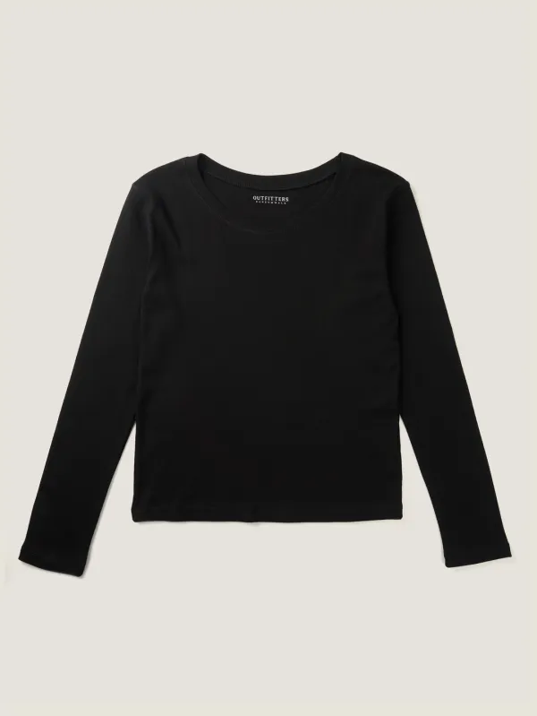 SMOOTH SCOOP NECK TOP [ Black ]