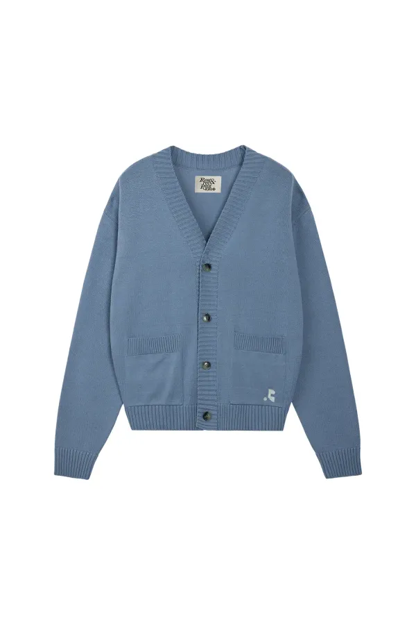 V-NECK KNIT CARDIGAN - SKY BLUE