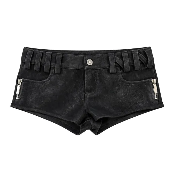 Leather micro shorts (Black)