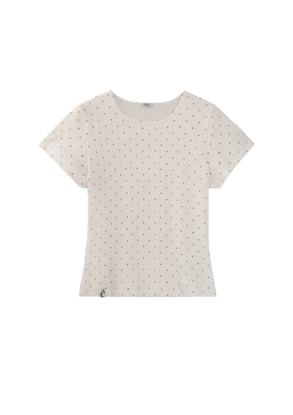 [1차 리오더] Mused Slim Fit T-shirts - White/Dot