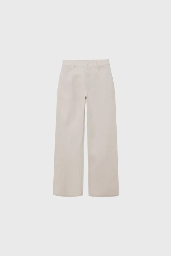 Linen straight-leg jeans (ivory)