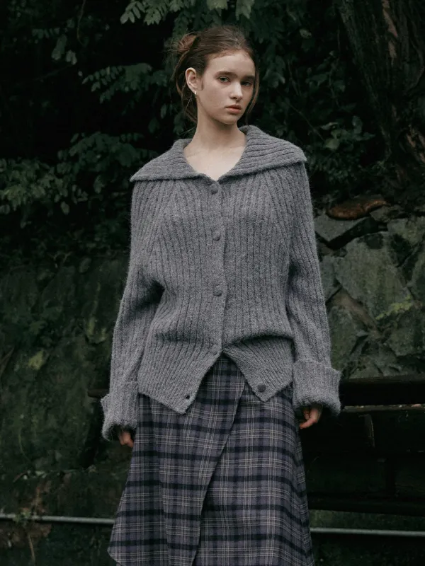 SOLA high neck knit cardigan_gray