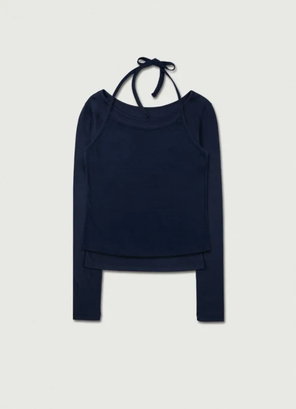 3rd/ Le Halter Layered Top [deep navy]