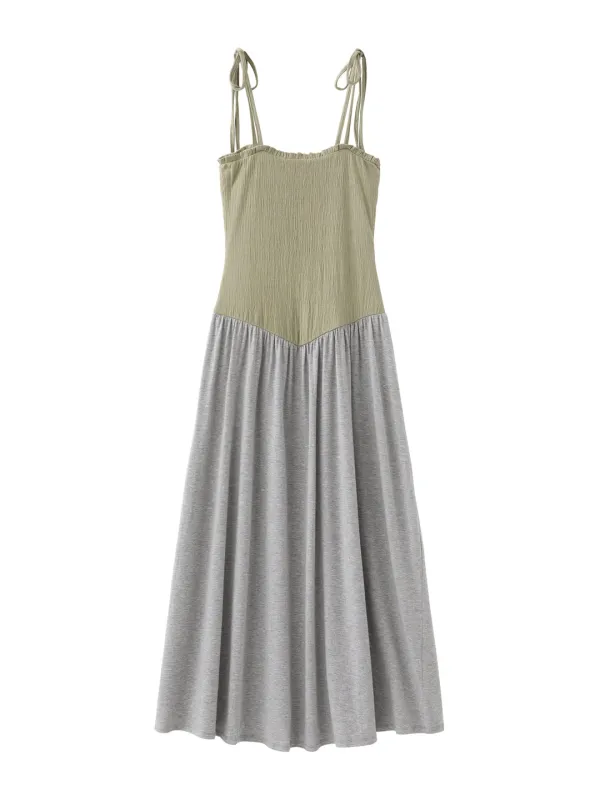 Textured Two-way Dress - Light khaki/Grey