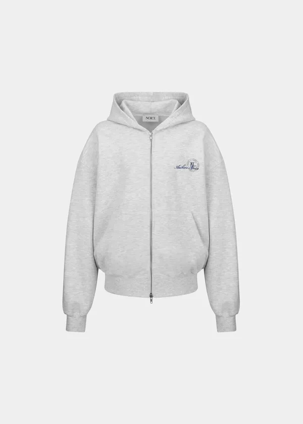 W NOICE STAMP ZIP HOODIE - LIGHT GRAY