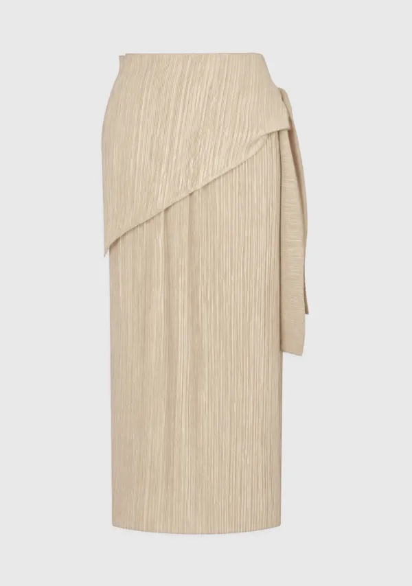 Lorin Pleats Wrap Skirt Beige