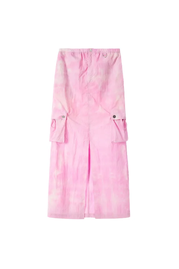 RR TIE DYE LONG SKIRT - PINK