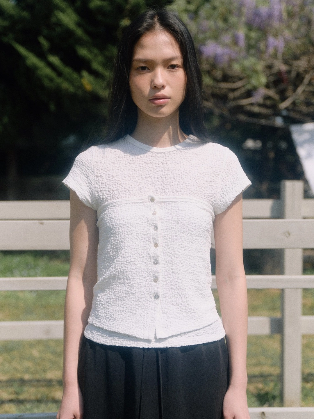 베이오드 Linkle short-sleeved layered T-shirt_white 상품 이미지 1