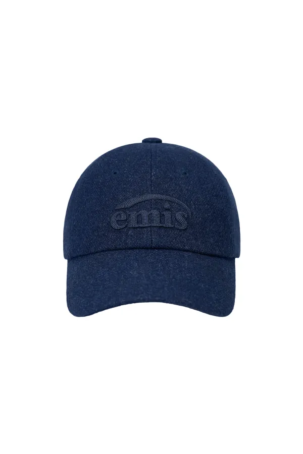 CHAIN LOGO WOOL CAP-NAVY