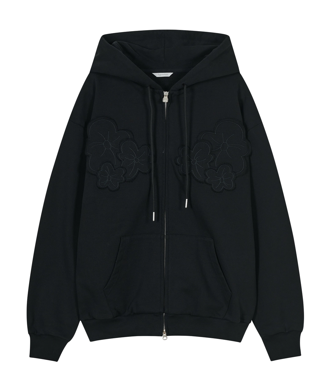 타입서비스 Flower Appliqué Zip Hoodie [Black] 상품 이미지 3