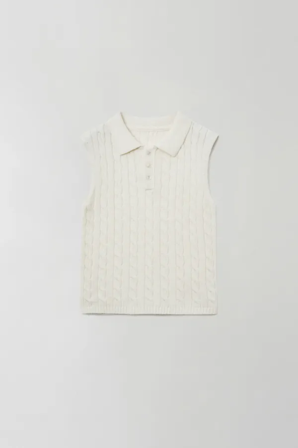 mer cable knit top (ivory)