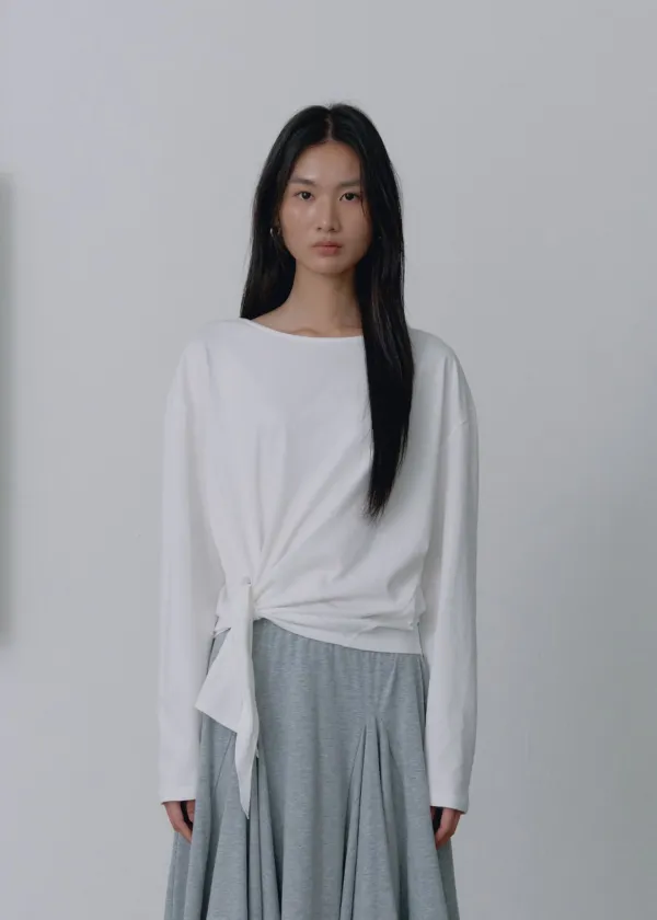 [10/7 예약배송] Knotted Long Sleeve Top_White