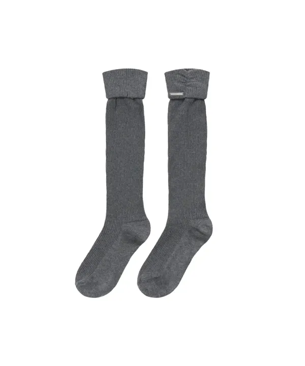 Shirring knee socks CHARCOAL