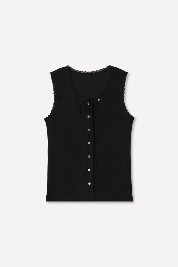 Lace Button Sleeveless
