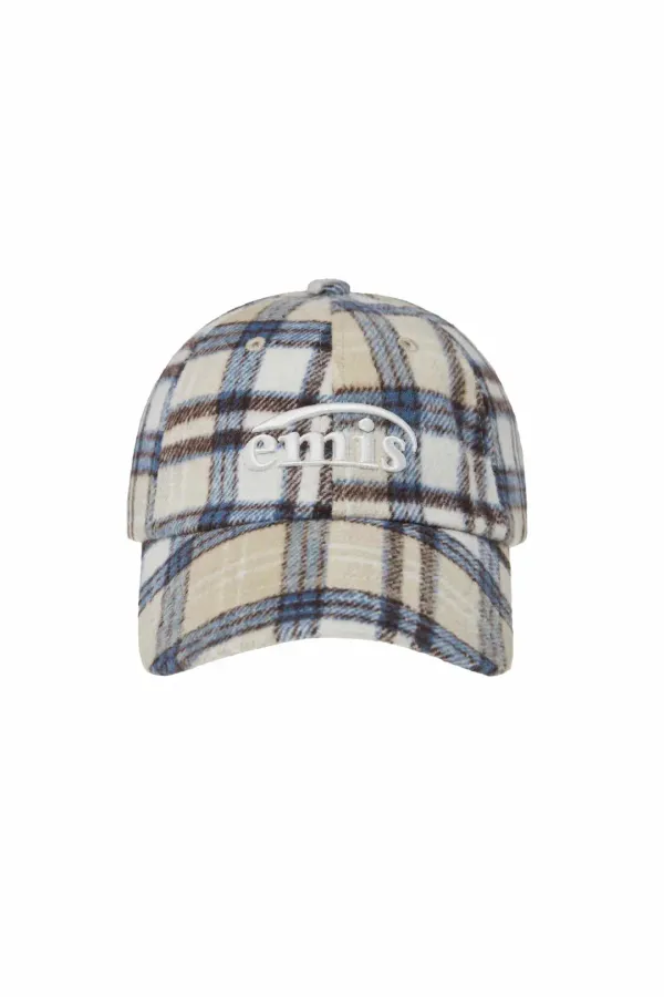 MULTI COLOR CHECK BALL CAP-BEIGE