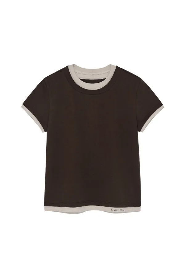 COLOR POINT LAYERED TOP FOR WOMEN IN BROWN