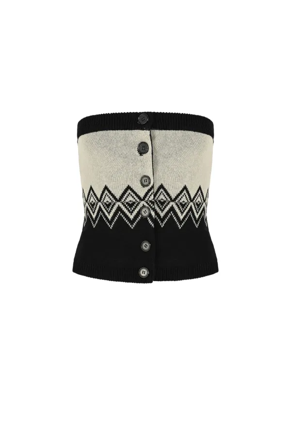 NORDIC BUTTON TOP [BLACK]