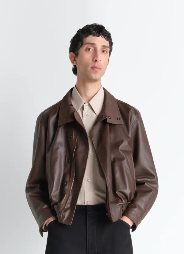SOFT LEATHER BLOUSON IN PAPER LEATHER