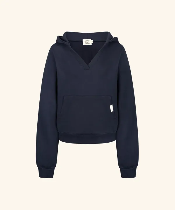 Letters Archive V-Neck Hoodie ( Navy )
