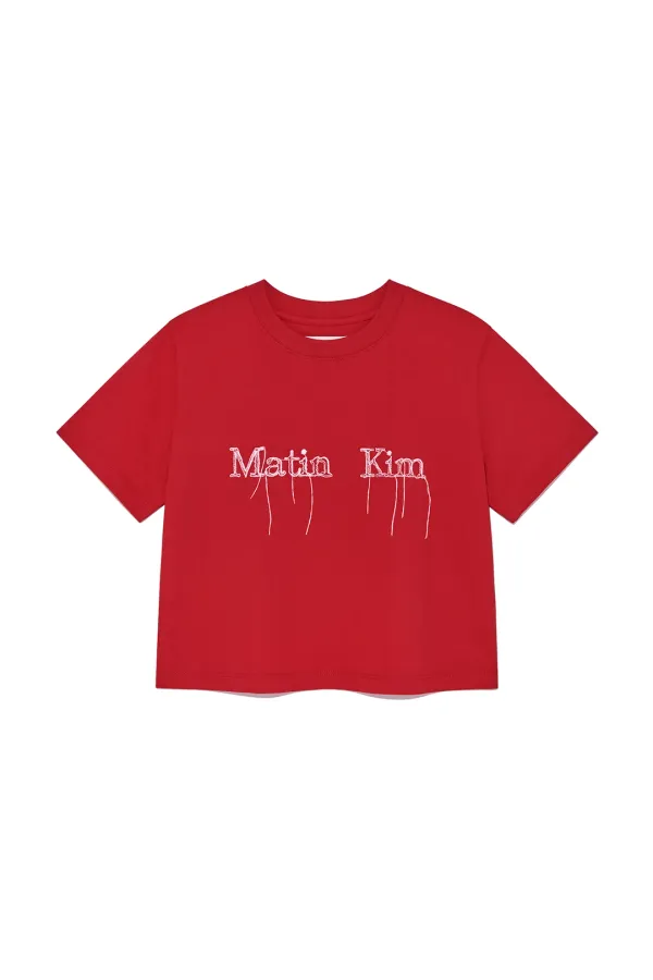 LOGO THREAD POINT CROP TOP IN RED