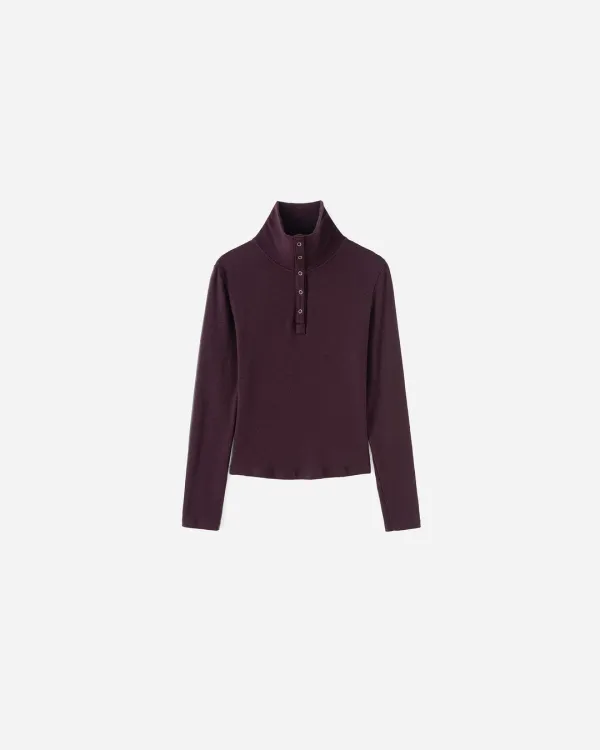 Demi High Neck Button T-shirt