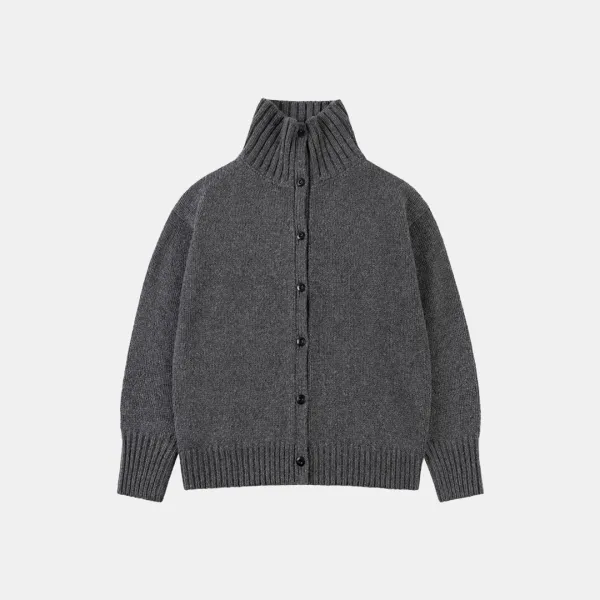 SIKN2164 하이넥 헤비 니트 가디건_Charcoal