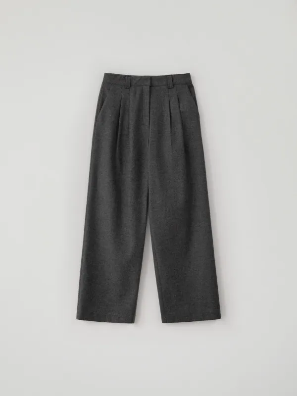 Two Tuck Wool Pants(Charcoal)