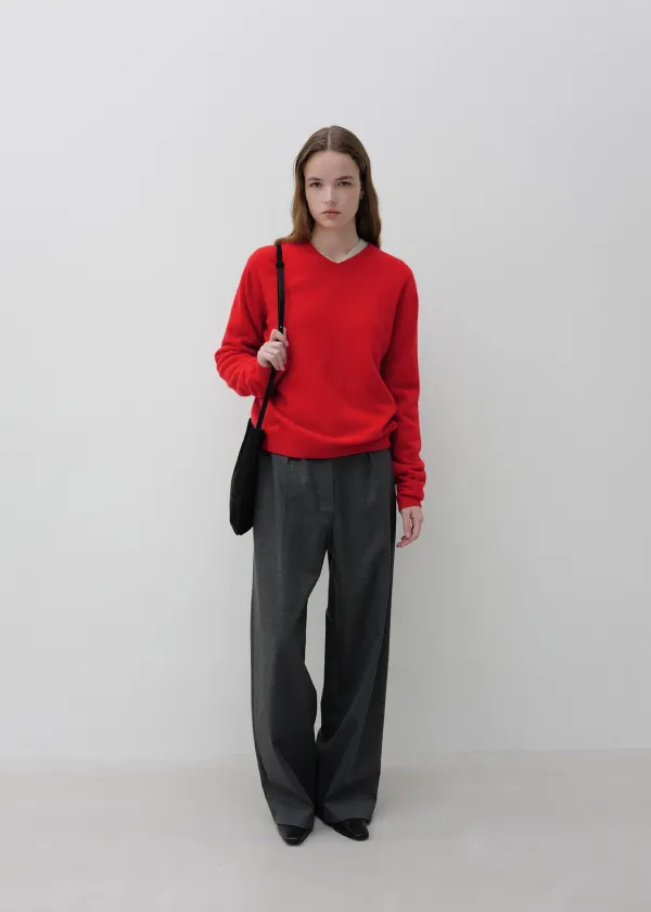 Hutton One Tuck Pants in Dark Gray