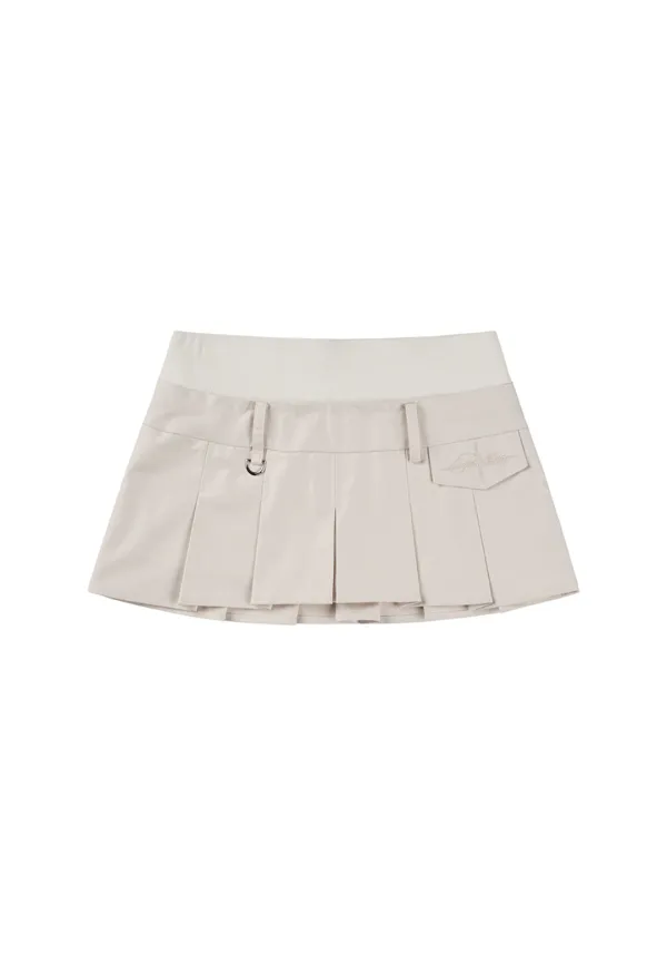 Echo Waist Pleated Mini Skirt [Ivory]