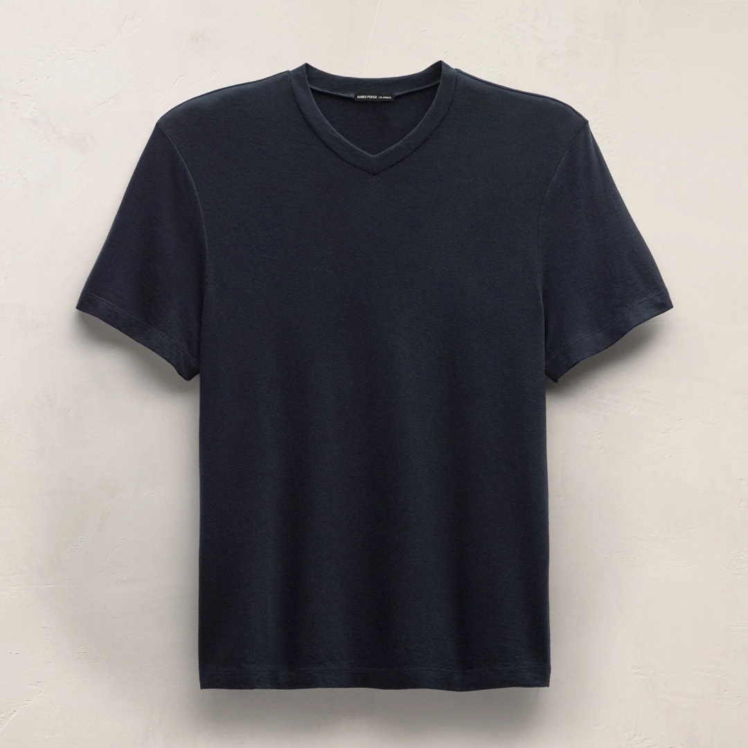 제임스펄스 Cotton Cashmere Short Sleeve V Neck - Blue Noir 상품 이미지 1
